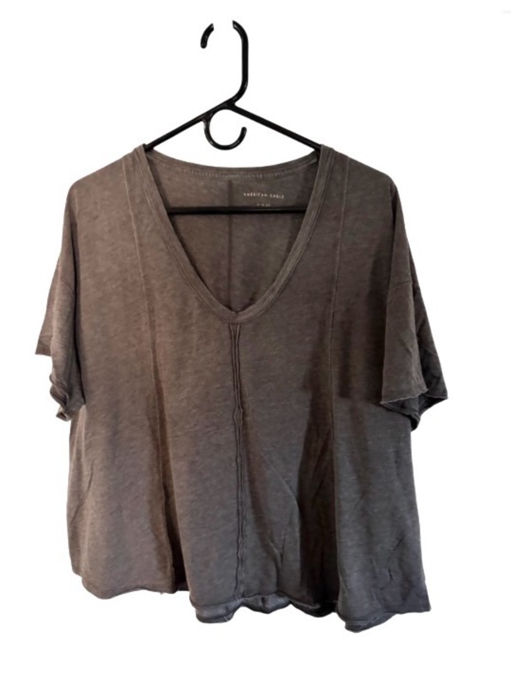 American Eagle Outfitters Gray V-Neck Boxy T-Shirt XL